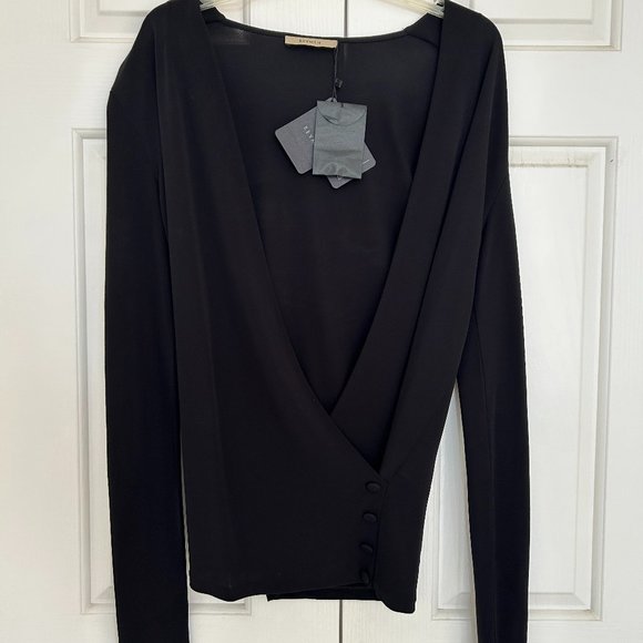 BEYMEN Black Deep V-Neck Long Sleeve Blouse, New with Tags - Picture 2 of 3